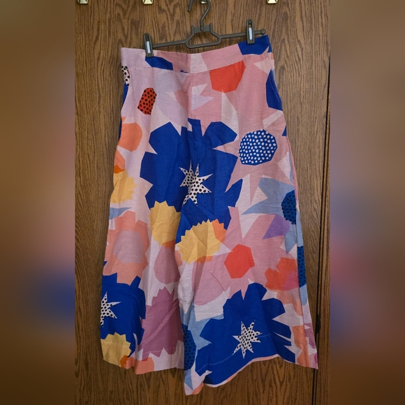 GORMAN Geo Floral Print Linen Culotte Wide Leg Pant Size 14 - Picture 7 of 9